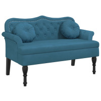 Produktbild för Bänk med kuddar blå 120,5x65x75 cm sammet