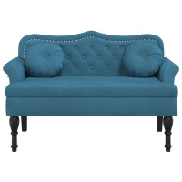Produktbild för Bänk med kuddar blå 120,5x65x75 cm sammet