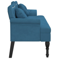 Produktbild för Bänk med kuddar blå 120,5x65x75 cm sammet