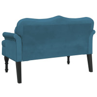 Produktbild för Bänk med kuddar blå 120,5x65x75 cm sammet