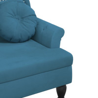 Produktbild för Bänk med kuddar blå 120,5x65x75 cm sammet
