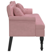 Produktbild för Bänk med kuddar rosa 120,5x65x75 cm sammet