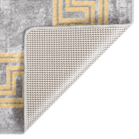 Produktbild för Matta tvättbar grå och guld 150x230 cm halkfri