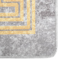 Produktbild för Matta tvättbar grå och guld 150x230 cm halkfri
