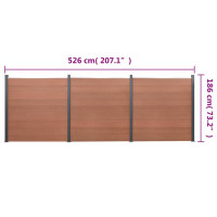 Produktbild för Staketpanel brun 526x186 cm WPC