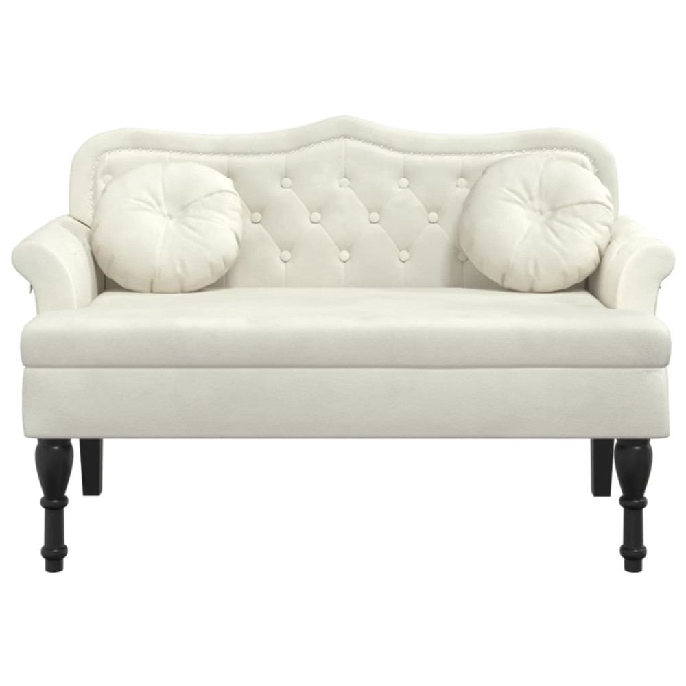 Produktbild för Bänk med kuddar gräddvit 120,5x65x75 cm sammet