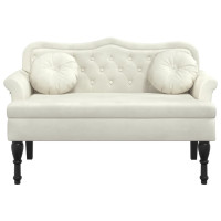 Produktbild för Bänk med kuddar gräddvit 120,5x65x75 cm sammet
