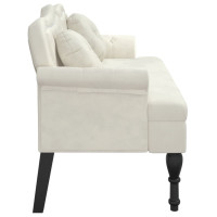 Produktbild för Bänk med kuddar gräddvit 120,5x65x75 cm sammet