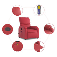 Produktbild för Massagefåtölj röd konstläder