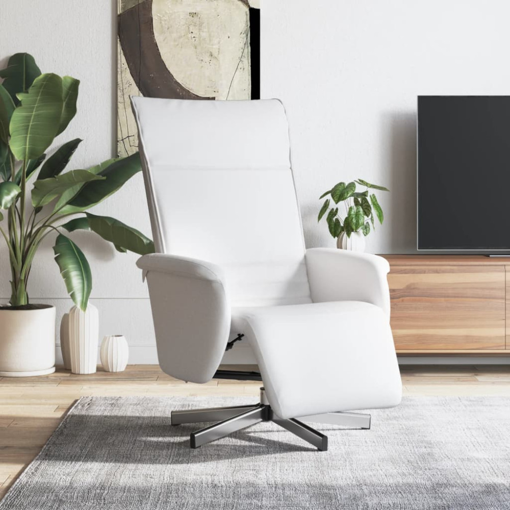 Produktbild för Reclinerfåtölj med fotstöd vit konstläder