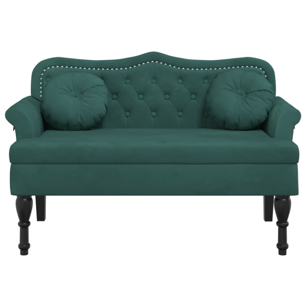 Produktbild för Bänk med kuddar mörkgrön 120,5x65x75 cm sammet