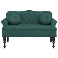 Produktbild för Bänk med kuddar mörkgrön 120,5x65x75 cm sammet