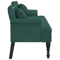 Produktbild för Bänk med kuddar mörkgrön 120,5x65x75 cm sammet