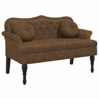 Produktbild för Bänk med kuddar brun 120,5x65x75 cm konstläder