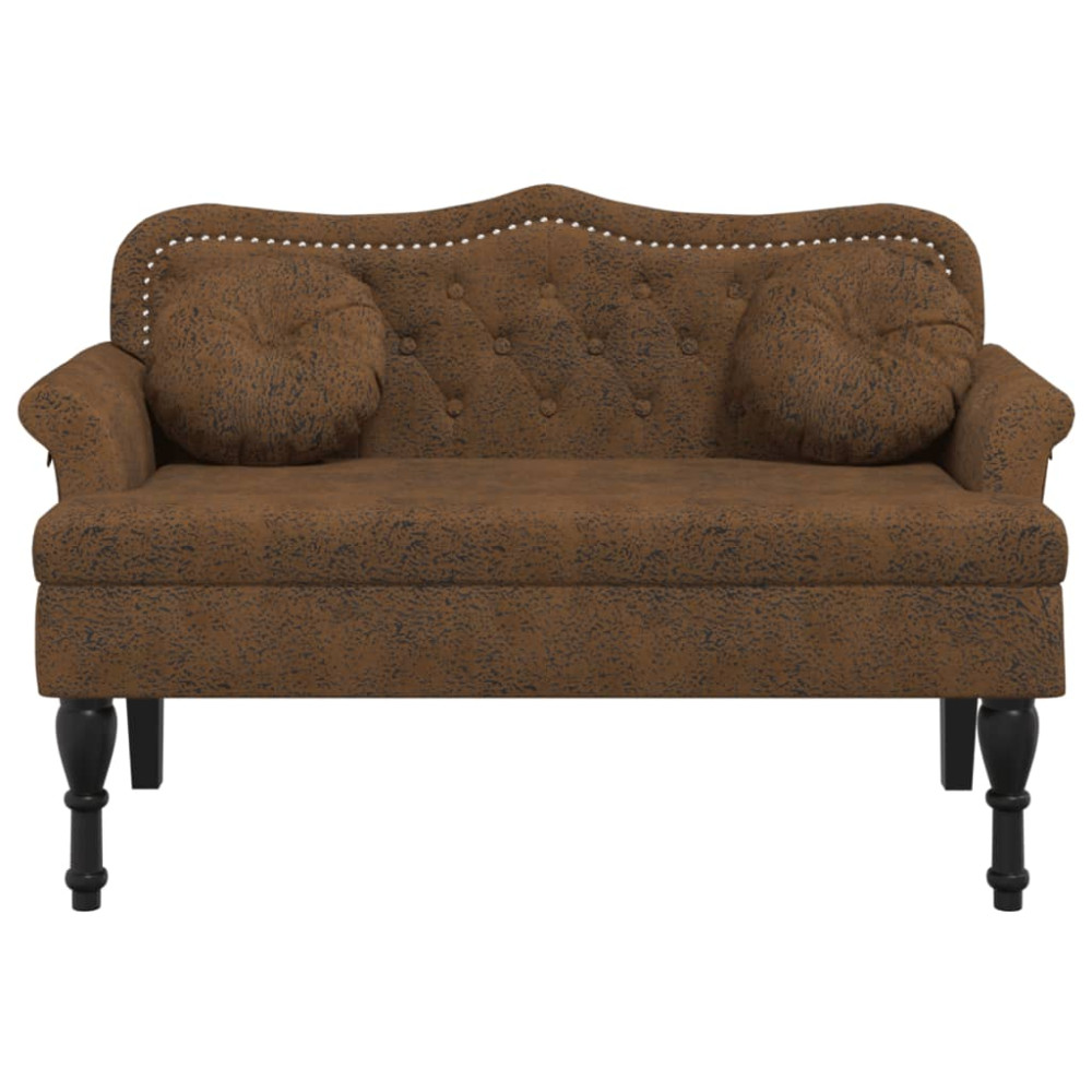 Produktbild för Bänk med kuddar brun 120,5x65x75 cm konstläder