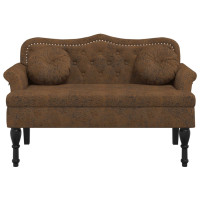 Produktbild för Bänk med kuddar brun 120,5x65x75 cm konstläder