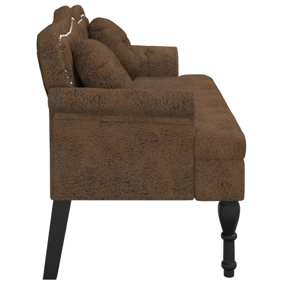 Produktbild för Bänk med kuddar brun 120,5x65x75 cm konstläder