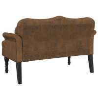 Produktbild för Bänk med kuddar brun 120,5x65x75 cm konstläder