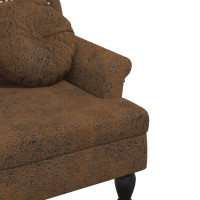 Produktbild för Bänk med kuddar brun 120,5x65x75 cm konstläder