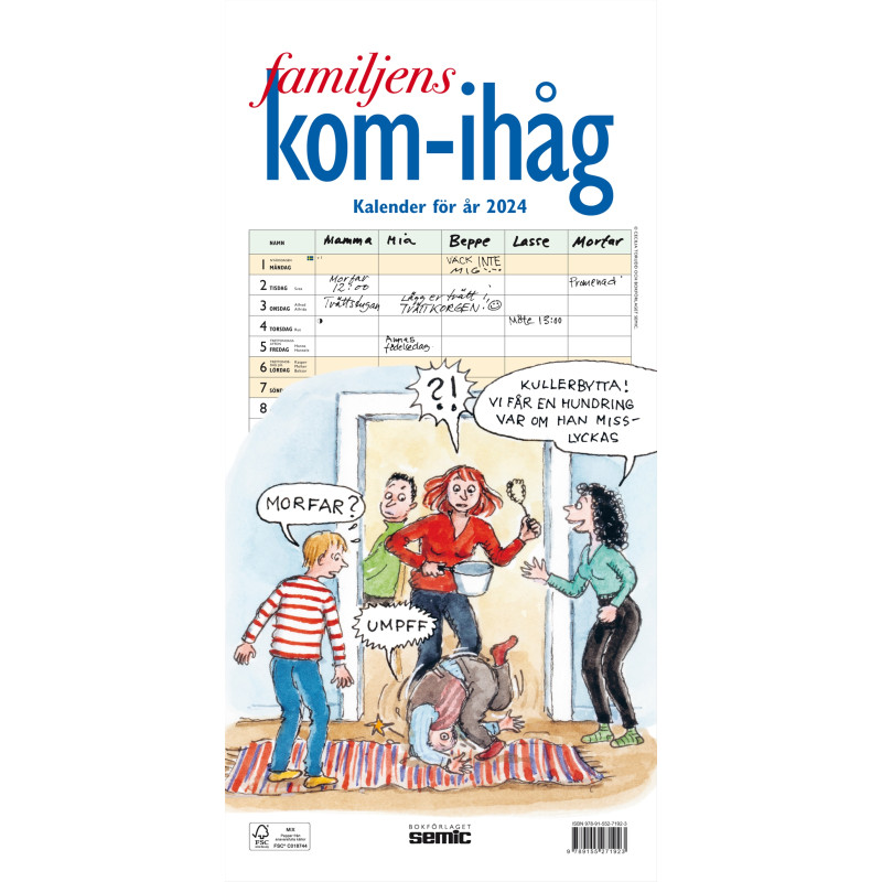 Produktbild för Familjens kom-ihåg-kalender 2024 (bok, spiral)