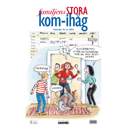 Bokförlaget Semic Familjens STORA kom-ihåg-kalender 2024 (bok, spiral)