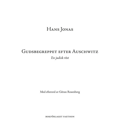 Hans Jonas Gudsbegreppet efter Auschwitz : En judisk röst (bok, danskt band)
