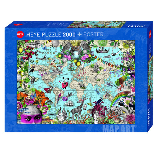 Frogs and Dogs Pussel 2000bit Fine Art Map Quirky World