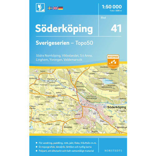 NORSTEDTS 41 Söderköping Sverigeserien Topo50 : Skala 1:50 000