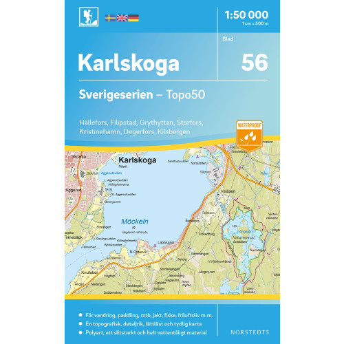 NORSTEDTS 56 Karlskoga Sverigeserien Topo50 : Skala 1:50 000