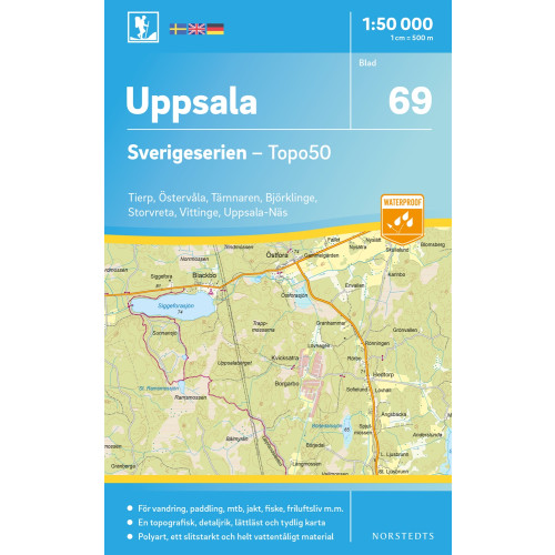 NORSTEDTS 69 Uppsala Sverigeserien Topo50 : Skala 1:50 000