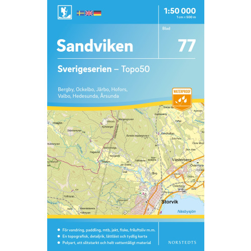 NORSTEDTS 77 Sandviken Sverigeserien Topo50 : Skala 1:50 000