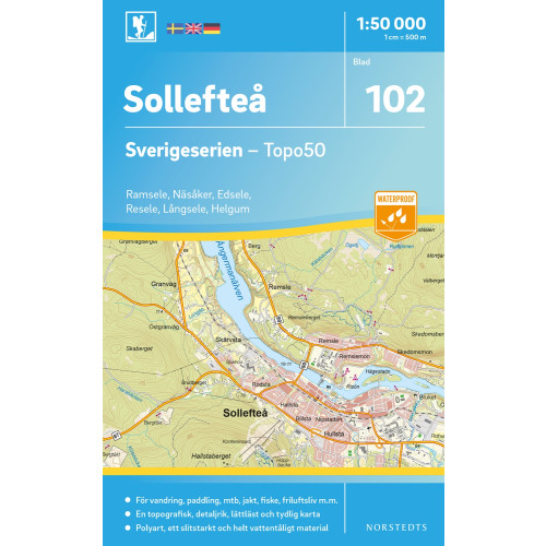NORSTEDTS 102 Sollefteå Sverigeserien Topo50 : Skala 1:50 000