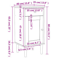 Produktbild för Sängbord SENJA rottinglook svart 40x35x80 cm massiv furu