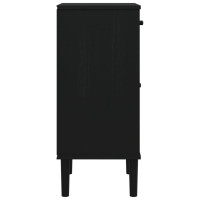 Produktbild för Sängbord SENJA rottinglook svart 40x35x80 cm massiv furu