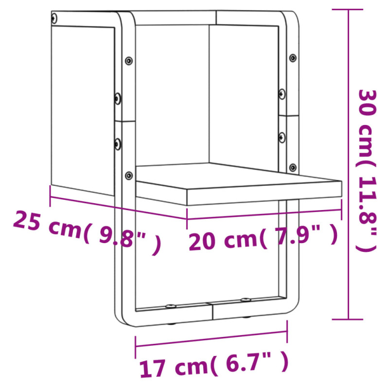 Produktbild för Vägghylla med stänger sonoma-ek 20x25x30 cm