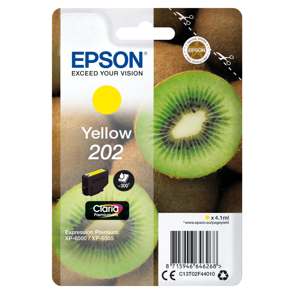 Produktbild för Epson Kiwi Singlepack Yellow 202 Claria Premium Ink