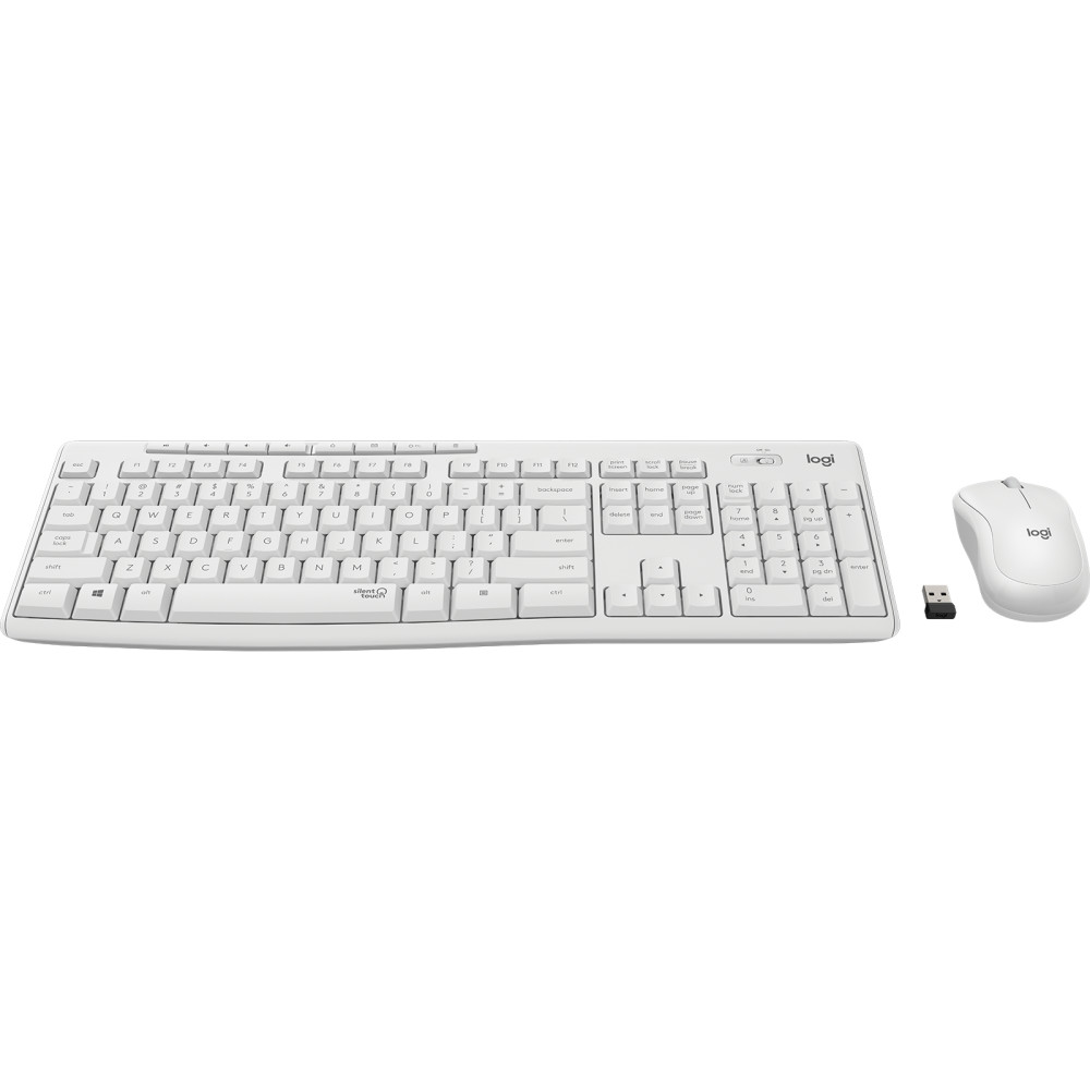 Produktbild för Logitech MK295 Silent Wireless Combo tangentbord Mus inkluderad RF Trådlös QWERTY Nordic Vit