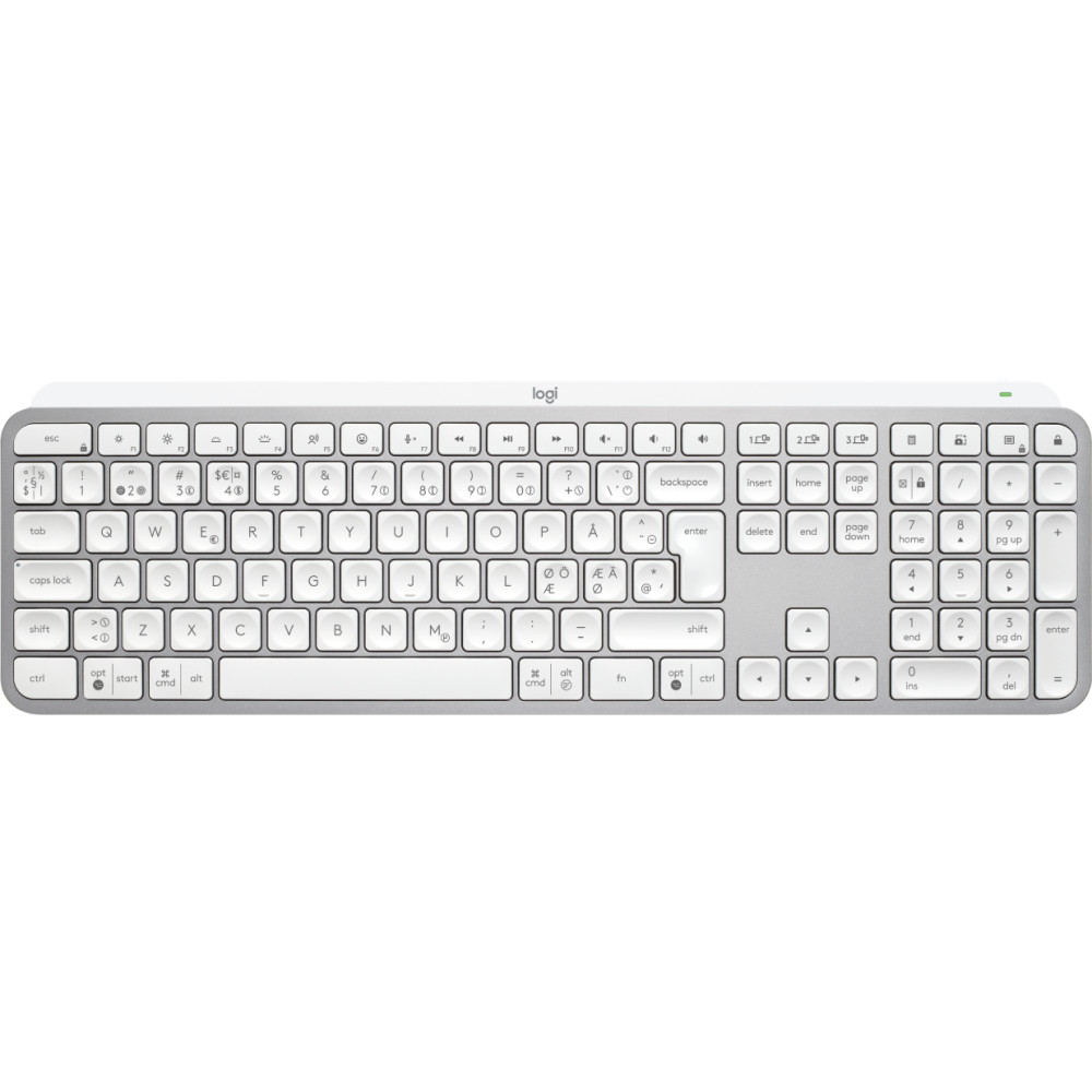 Produktbild för Logitech MX Keys S tangentbord Trådlös RF + Bluetooth QWERTY Dansk, Finsk, Norsk, Svensk Gjuten aluminium, Vit