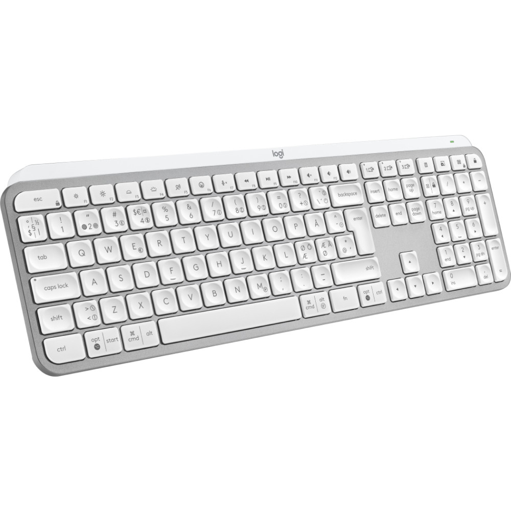 Produktbild för Logitech MX Keys S tangentbord Trådlös RF + Bluetooth QWERTY Dansk, Finsk, Norsk, Svensk Gjuten aluminium, Vit