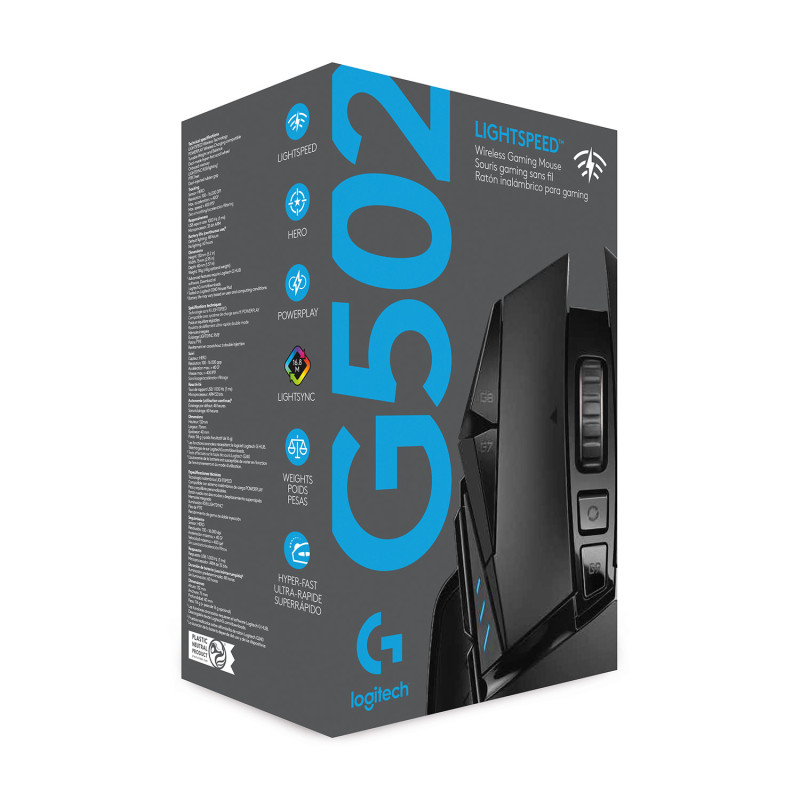 Produktbild för Logitech G G502 Lightspeed datormöss högerhand RF Trådlös Optisk 25600 DPI