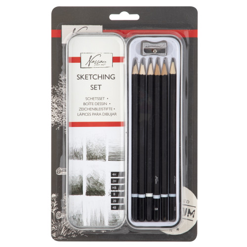 Legind A/S Teckningsset i metallask : 6 blyertspennor + pennvässare