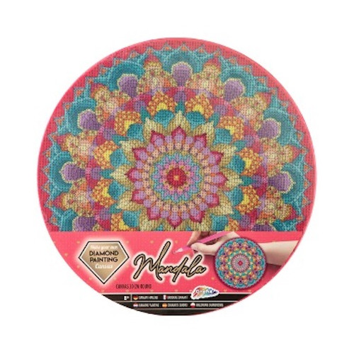 Legind A/S Diamond painting på duk : Mandala, rosa, runt, diameter 30 cm