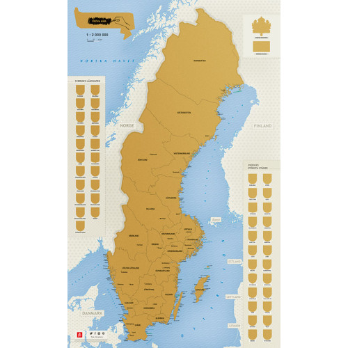 Jana Seta Map Publishers, Ltd. Sverige - Skrapkarta