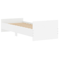 Produktbild för Sängram vit 75x190 cm liten enkelsäng konstruerat trä