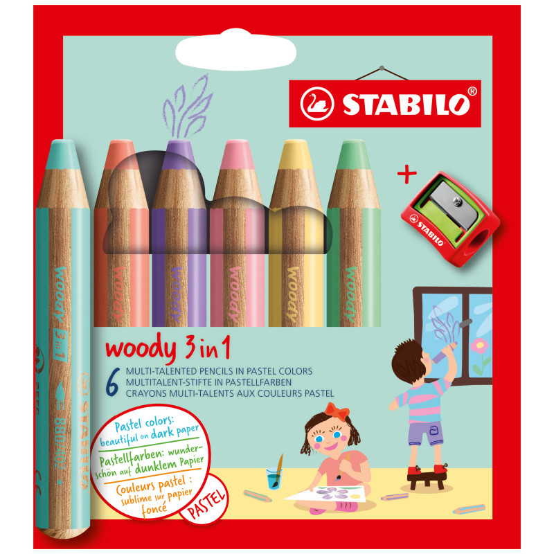 Produktbild för STABILO woody 3 in 1 Blandade färger 6 styck