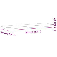 Produktbild för Vägghylla 80x20x2,5 cm massivt bokträ