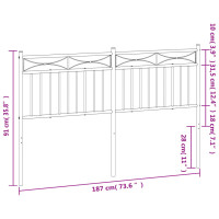 Produktbild för Huvudgavel metall svart 180 cm