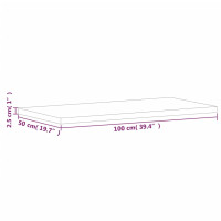 Produktbild för Bänkskiva för badrum 100x50x2,5 cm massivt bokträ