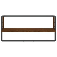 Produktbild för Vägghylla med stång brun ek 65x25x30 cm