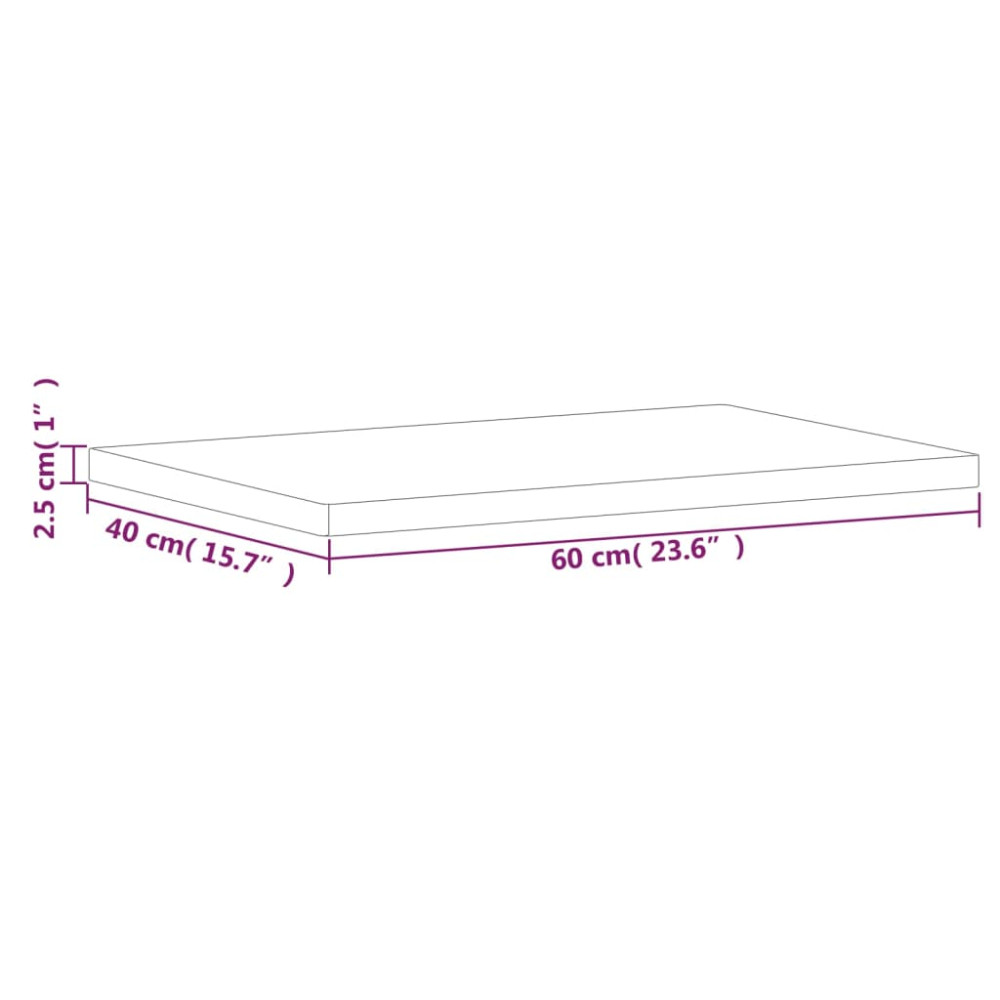 Produktbild för Bänkskiva för badrum 60x40x2,5 cm massivt bokträ